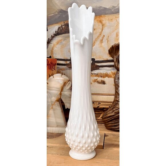 Vintage Fenton Hobnail Milk Glass Tall Vase DO NOT BUNDLE - Picture 1 of 5